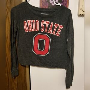 Ohio State Gray Long Sleeve Crop Top